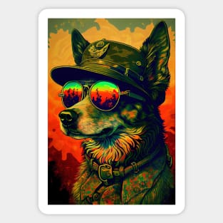 Army Dog with Mirrored Sunglasses Sticker